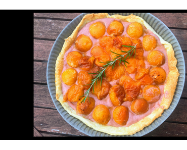 Tarte aux abricots rôtis et curd aux fraises