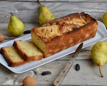 Cake aux poires, aux amandes et à la fève tonka