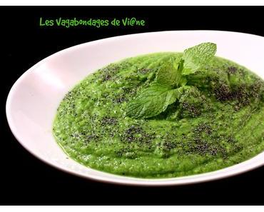 Purée de petits pois, courgette et roquette