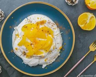 Dessert de Noël: Pavlova à l’orange et à la cannelle