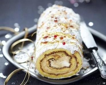 Bûche à la confiture de lait, pommes et pain d’épices