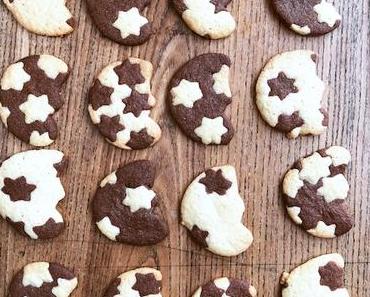 bredele de lunes étoilées et biscuits roulés chocolat-vanille