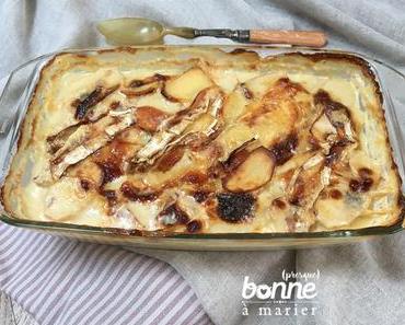 Gratin de pommes de terre au brie, thym et miel