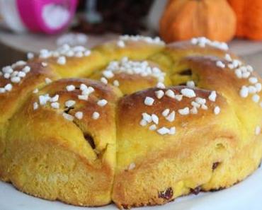 Brioche au potimarron et raisins secs parfumés à la fleur d'oranger