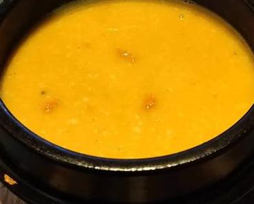 Potage potiron, carottes et lentilles corail