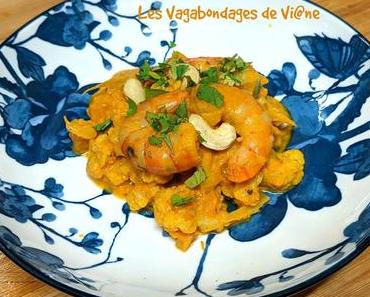 Curry de crevettes au potiron et au chou-fleur