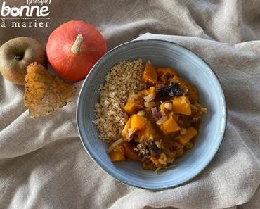 Tajine de potimarron et patates douces aux pommes et pruneaux