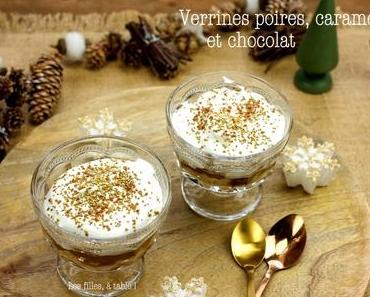 Verrines aux poires, caramel et chocolat