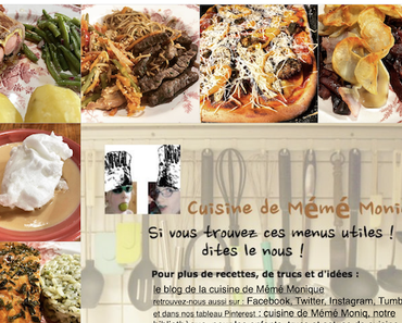 menus de la cuisine de mémé Moniq du 12 au 18 mars